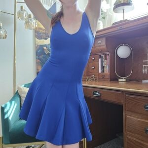 Royal Blue Ruffle Hem Mini Dress | Date Night Dress - Extra Small